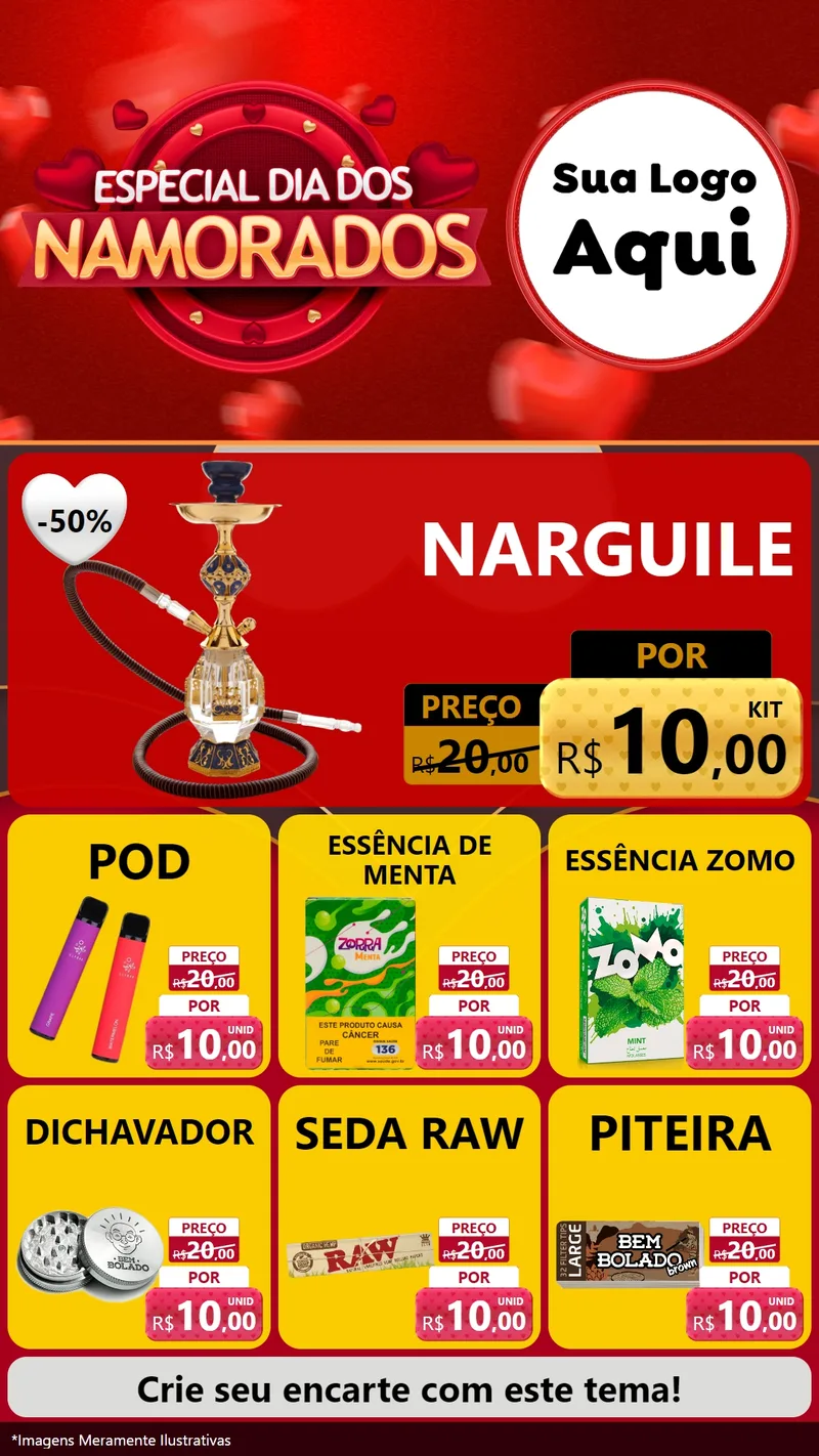 Modelo de Rede Social para Stories com o tema Especial Dia Dos Namorados para Tabacaria