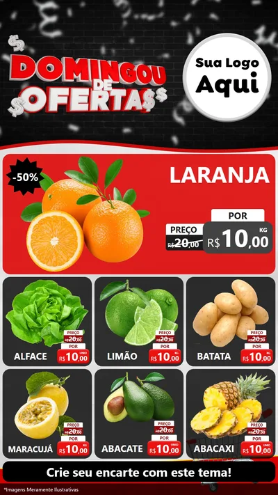 Modelo de Rede Social para Stories com o tema Domingou de Ofertas para Hortifrúti