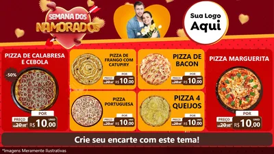 Modelo de TV para TV Horizontal com o tema Semana dos Namorados para Pizzaria