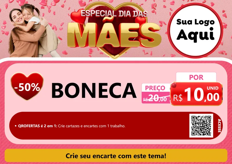 Modelo de Cartaz para Cartaz A4 Horizontal com o tema Especial Dia Das Mães para Brinquedos
