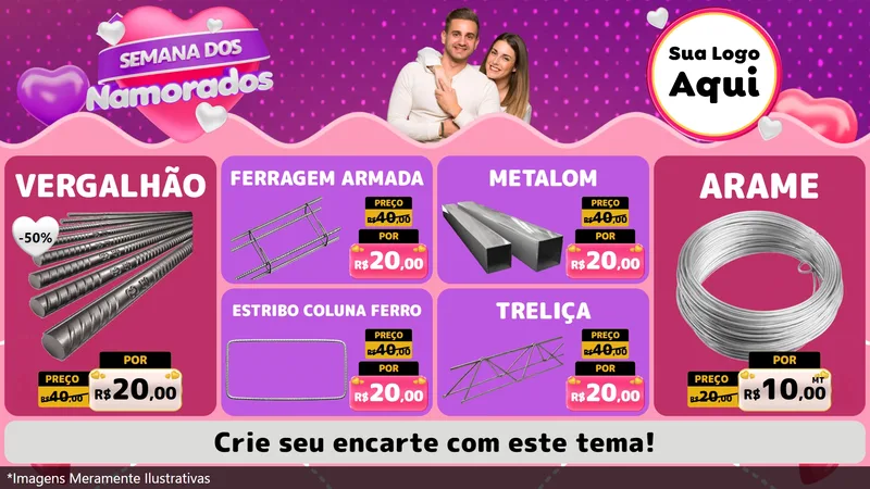 Modelo de TV para TV Horizontal com o tema Semana dos Namorados para Ferragens