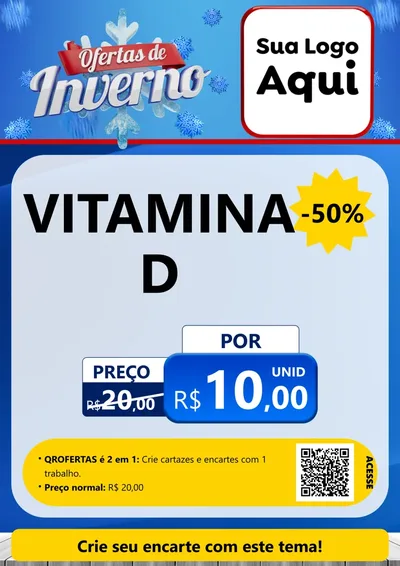Modelo de Cartaz para Cartaz A4 Vertical com o tema Ofertas de Inverno para Farmácia