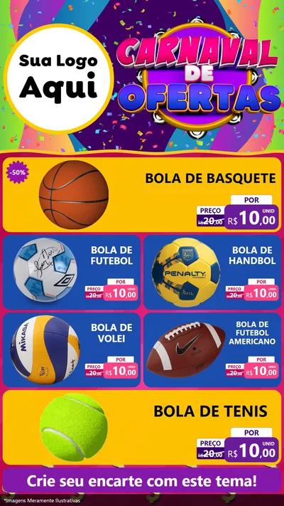 Modelo de TV para TV Vertical com o tema Carnaval de Ofertas para Artigos Esportivos