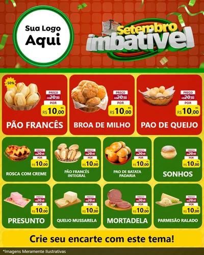 Modelo de Rede Social para Feed Instagram com o tema Setembro Imbatível para Padaria