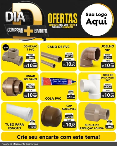 Modelo de Rede Social para Feed Instagram com o tema Dia D Mais Economia para Tubos e conexões