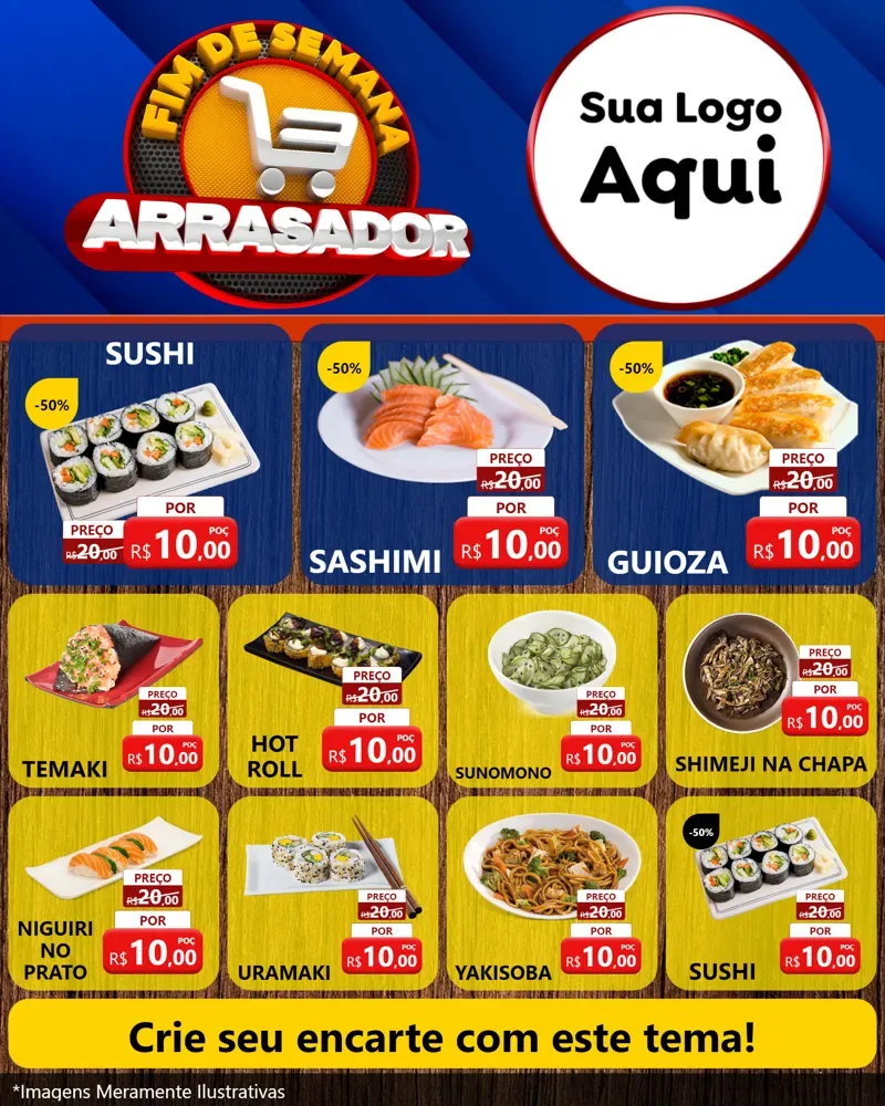 Modelo de Rede Social para Feed Instagram com o tema Fim De Semana Arrasador para Comida japonesa