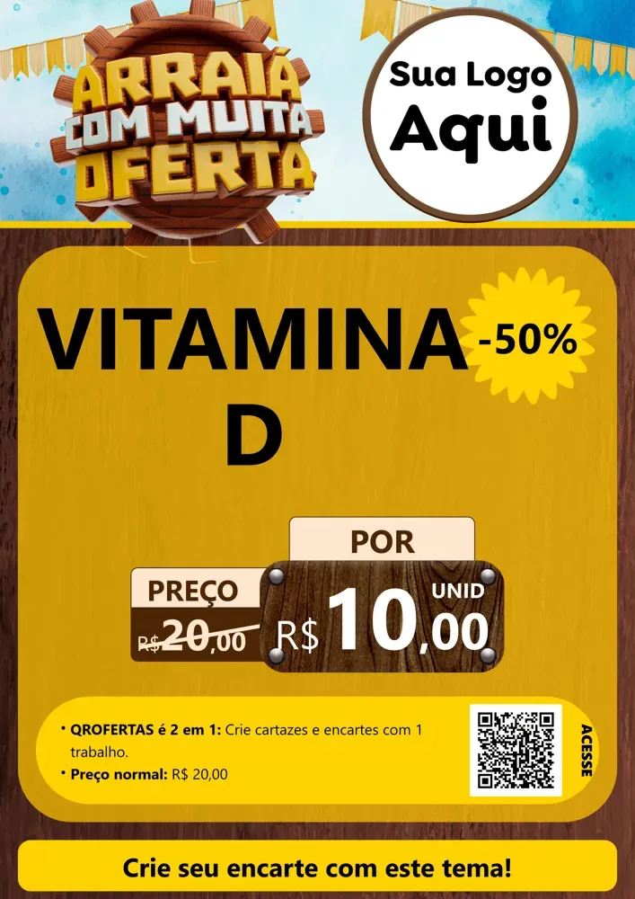 Modelo de Cartaz para Cartaz A4 Vertical com o tema Ofertas de São João - Junina para Farmácia