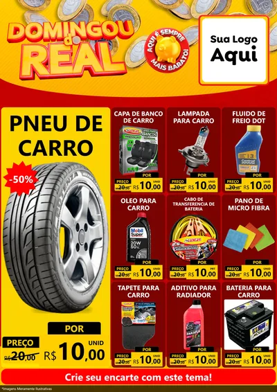 Modelo de Encarte para Encarte A4 Vertical com o tema Domingou do Real para Auto peças