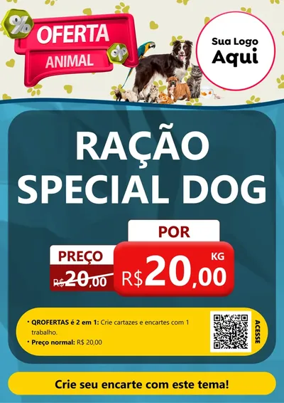 Modelo de Cartaz para Cartaz A4 Vertical com o tema Oferta Animal para Pet Shop