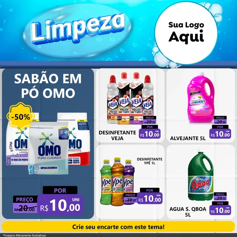 Modelo de Rede Social para Feed Facebook com o tema Limpeza para Produtos de Limpeza