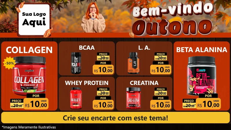 Modelo de TV para TV Horizontal com o tema Bem-vindo Outono para Suplementos alimentares