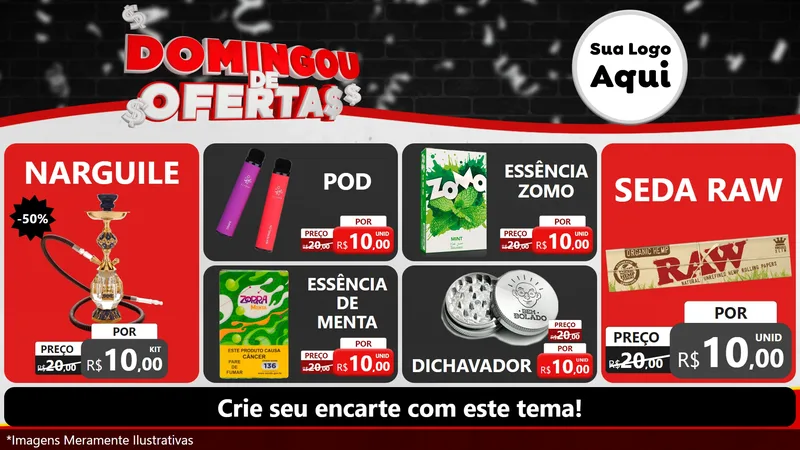 Modelo de TV para TV Horizontal com o tema Domingou de Ofertas para Tabacaria