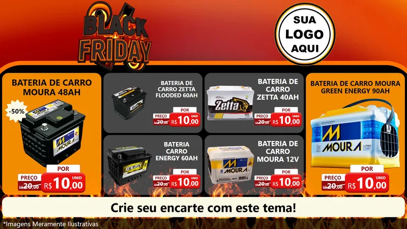 Modelo de TV para TV Horizontal com o tema Black Friday para Baterias Elétricas