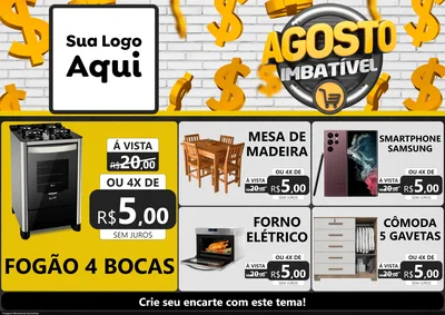 Modelo de Encarte para Encarte A4 Horizontal com o tema Agosto imbatível para Móveis e Eletro