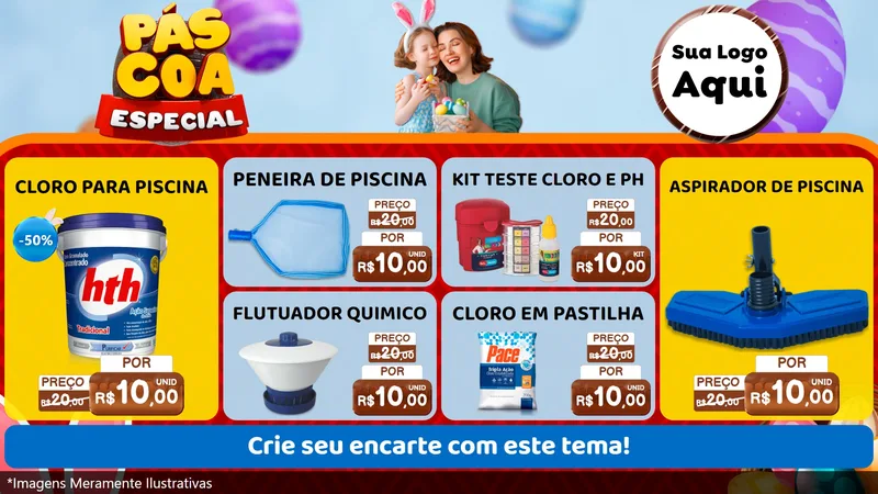 Modelo de TV para TV Horizontal com o tema Páscoa Especial para Produtos para Piscina