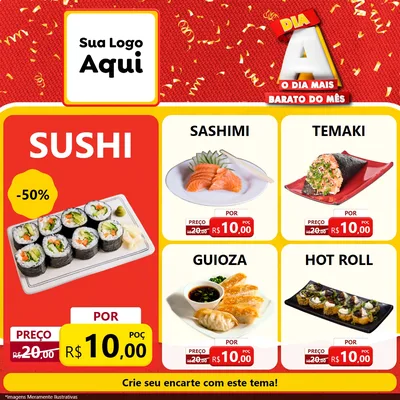 Modelo de Rede Social para Feed Facebook com o tema Dia A o Dia Mais Barato do Mês para Comida japonesa