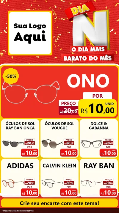 Modelo de Rede Social para Stories com o tema Dia N o Dia Mais Barato do Mês para Óticas