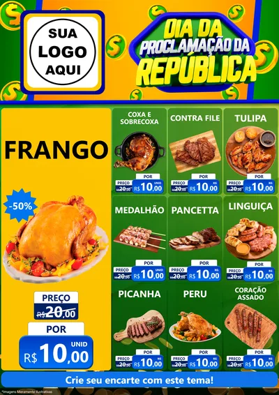 Modelo de Encarte para Encarte A4 Vertical com o tema Dia Da Proclamação da República para Assados