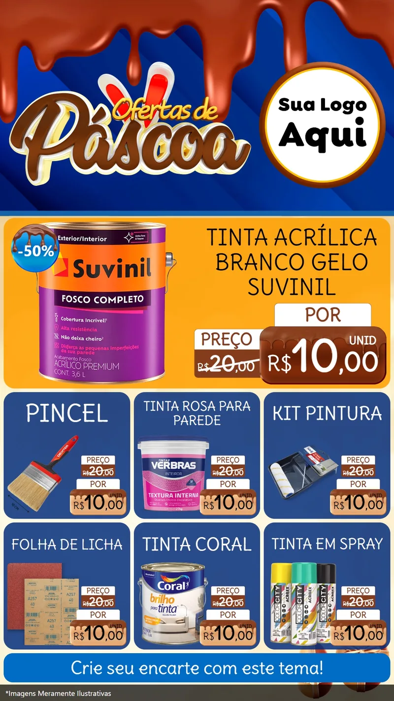 Modelo de Rede Social para Stories com o tema Ofertas de Páscoa para Tintas e Ferramentas