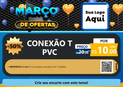 Modelo de Cartaz para Cartaz A4 Horizontal com o tema Março de Ofertas para Tubos e conexões