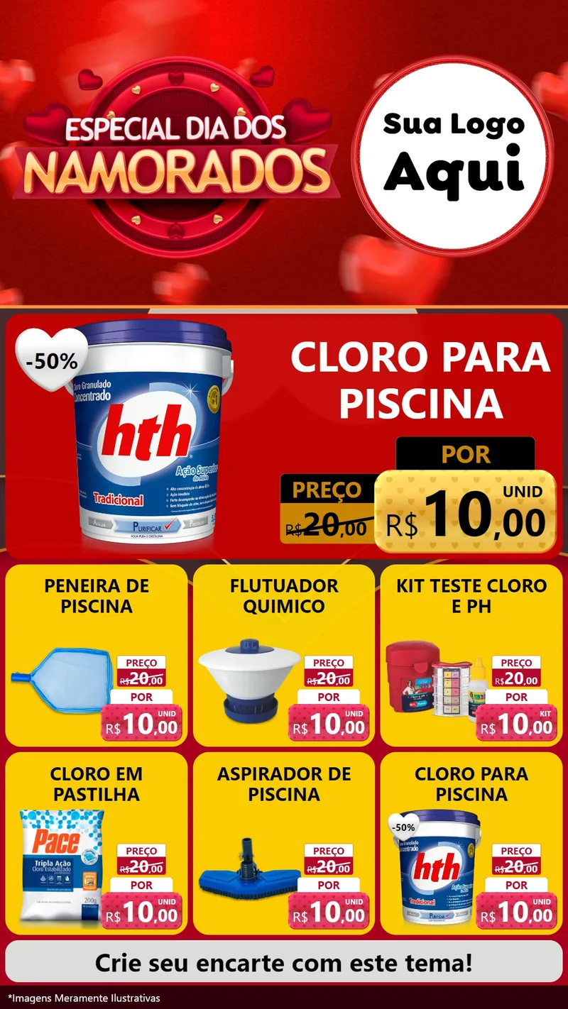 Modelo de Rede Social para Stories com o tema Especial Dia Dos Namorados para Produtos para Piscina