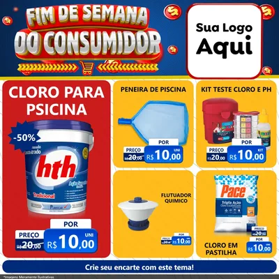 Modelo de Rede Social para Feed Facebook com o tema Fim de Semana do Consumidor para Produtos para Piscina