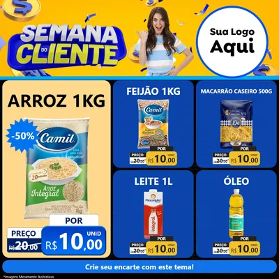 Modelo de Rede Social para Feed Facebook com o tema Semana do Cliente para Supermercado