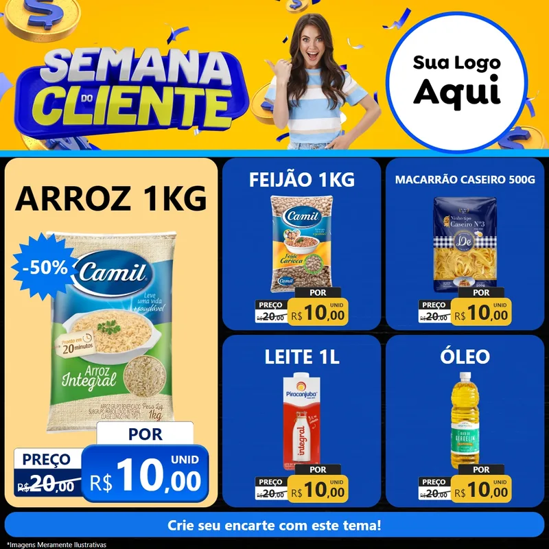 Modelo de Rede Social para Feed Facebook com o tema Semana do Cliente para Supermercado