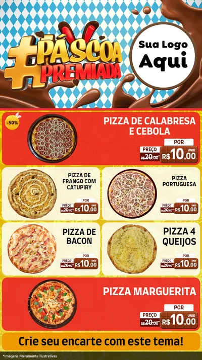 Modelo de TV para TV Vertical com o tema Páscoa Premiada para Pizzaria