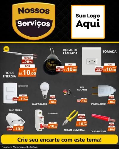 Modelo de Rede Social para Feed Instagram com o tema Nossos Serviços para Materiais Elétricos