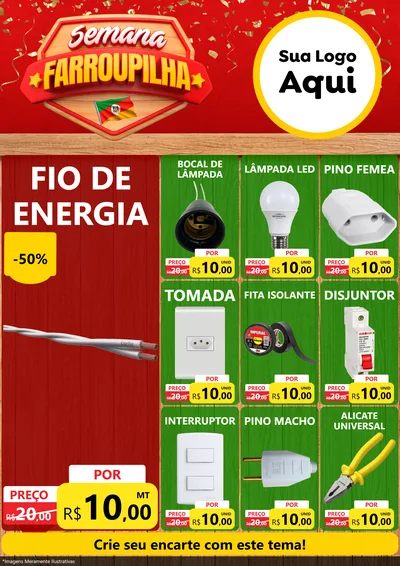 Modelo de Encarte para Encarte A4 Vertical com o tema Semana Farroupilha para Materiais Elétricos