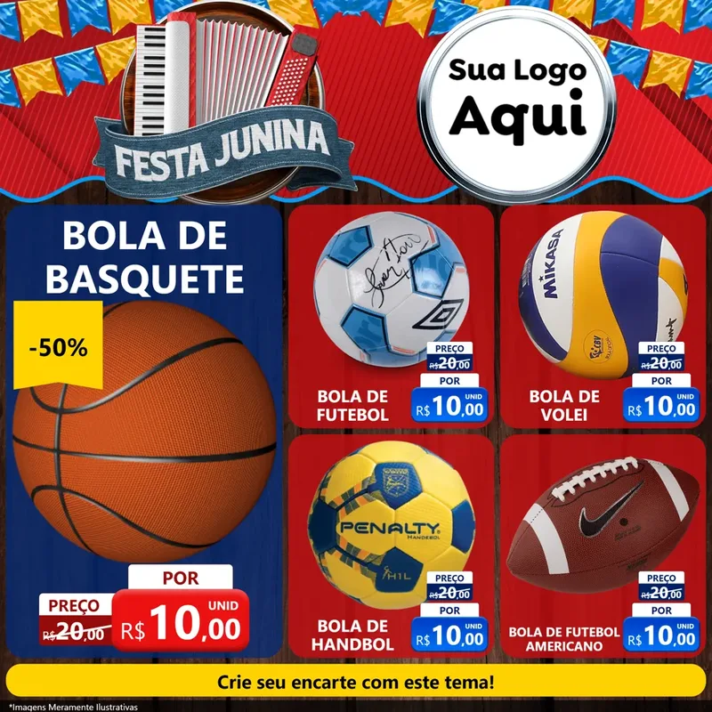 Modelo de Rede Social para Feed Facebook com o tema Festa Junina para Artigos Esportivos