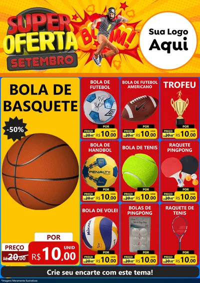 Modelo de Encarte para Encarte A4 Vertical com o tema Super Oferta Setembro para Artigos Esportivos