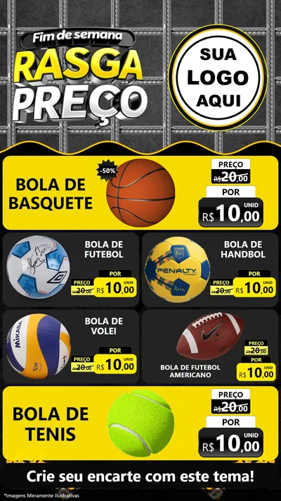 Modelo de TV para TV Vertical com o tema Fim de Semana Rasga Preço para Artigos Esportivos