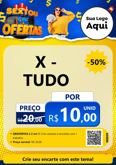 Modelo de Cartaz para Cartaz A4 Vertical com o tema Sextou de Ofertas para Hamburgueria