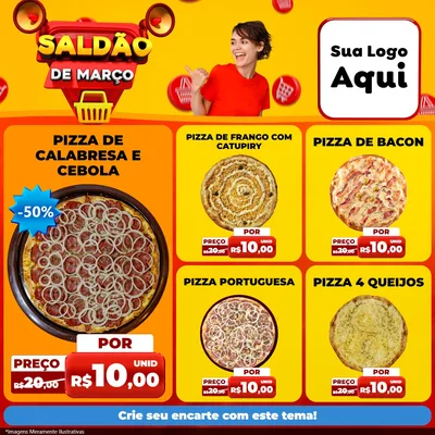 Modelo de Rede Social para Feed Facebook com o tema Saldão de Março para Pizzaria