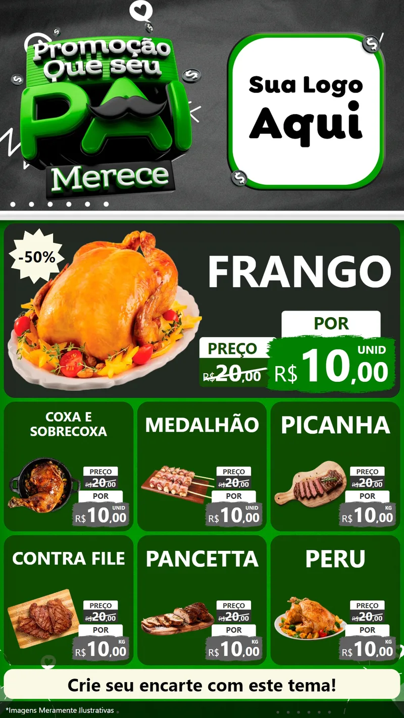 Modelo de Rede Social para Stories com o tema Promoção Que seu Pai Merece para Assados