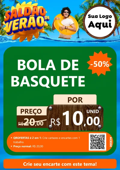 Modelo de Cartaz para Cartaz A4 Vertical com o tema Saldão de Verão para Artigos Esportivos