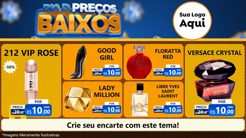 Modelo de TV para TV Horizontal com o tema Dia D Preço Baixo para Perfumes