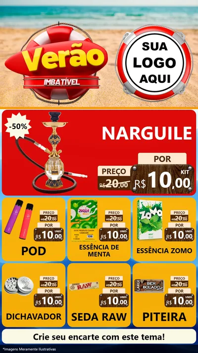 Modelo de Rede Social para Stories com o tema Verão Imbatível para Tabacaria