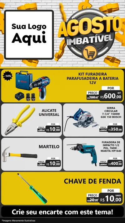 Modelo de TV para TV Vertical com o tema Agosto imbatível para Maquinas e Ferramentas