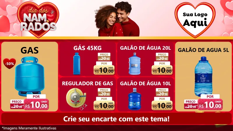Modelo de TV para TV Horizontal com o tema Dia dos Namorados para Água e gás