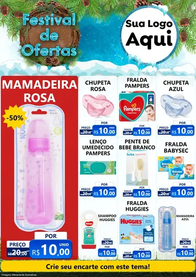 Modelo de Encarte para Encarte A4 Vertical com o tema Festival de Ofertas - Inverno para Bebês