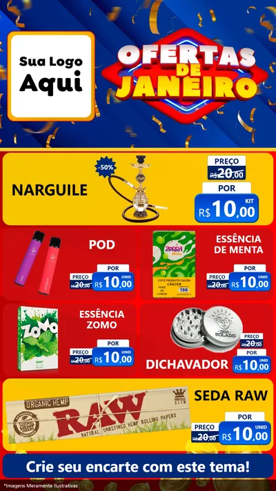 Modelo de TV para TV Vertical com o tema Ofertas de Janeiro para Tabacaria