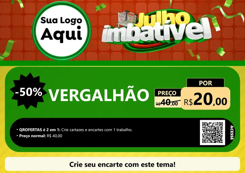 Modelo de Cartaz para Cartaz A4 Horizontal com o tema Julho Imbatível para Ferragens