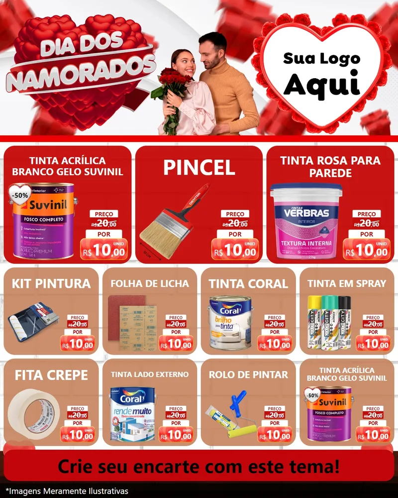 Modelo de Rede Social para Feed Instagram com o tema Dia dos Namorados para Tintas e Ferramentas