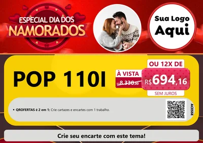 Modelo de Cartaz para Cartaz A4 Horizontal com o tema Especial Dia Dos Namorados para Concessionaria de Motos