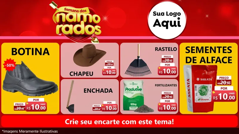 Modelo de TV para TV Horizontal com o tema Semana dos namorados para Agropecuária