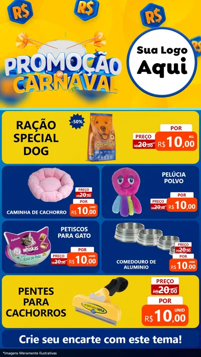 Modelo de TV para TV Vertical com o tema Promoção de Carnaval para Pet Shop