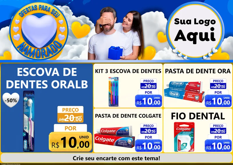 Modelo de Encarte para Encarte A4 Horizontal com o tema Ofertas Para Seu Namorado para Higiene Pessoal